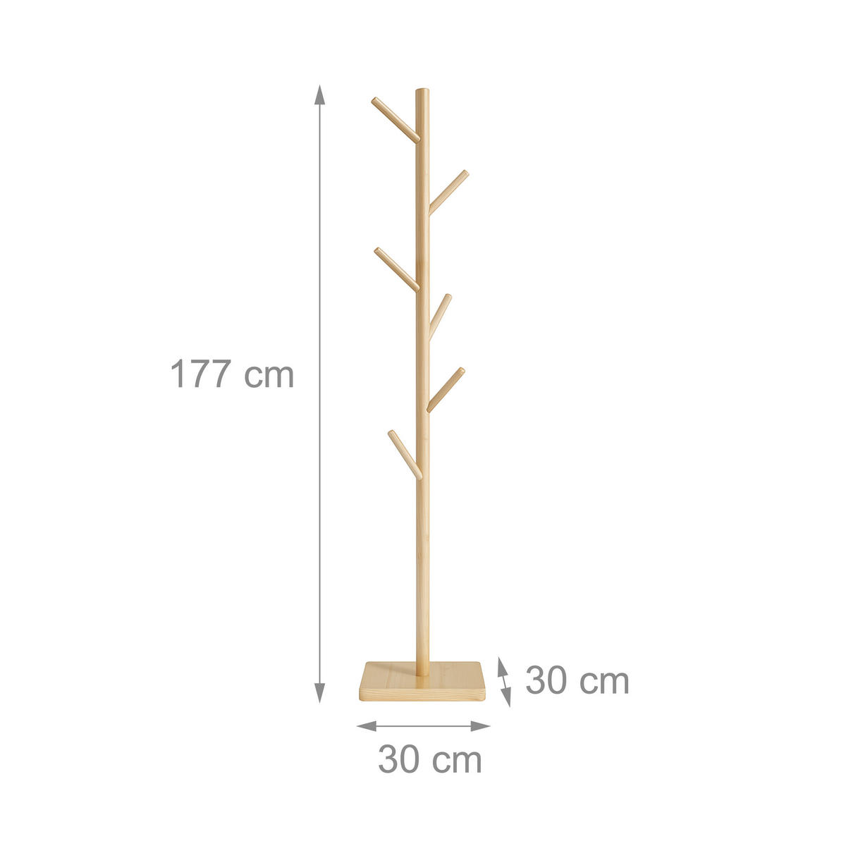 GARDEROBENSTÄNDER - Hellbraun, Holz/Holzwerkstoff (30/177/30cm) - Relaxdays