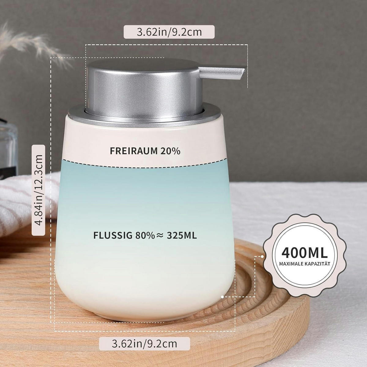 SCHAUMSEIFENSPENDER Beige-Silber 350 ml - Beige, Keramik (9/12/9cm)