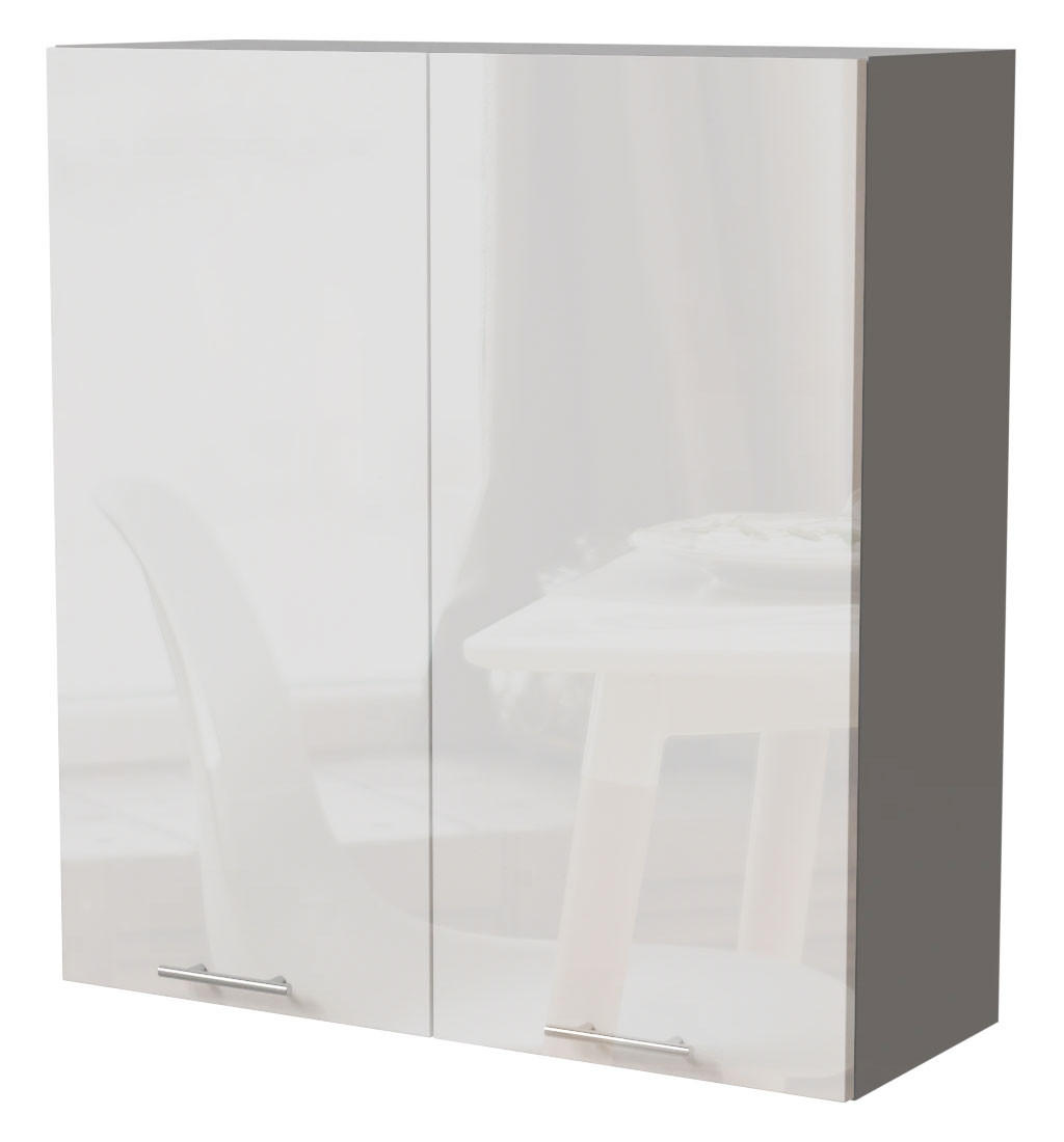 Feldmann-Wohnen Hängeschrank Weiß Hochglanz, Grau 90x96x32.5 cm