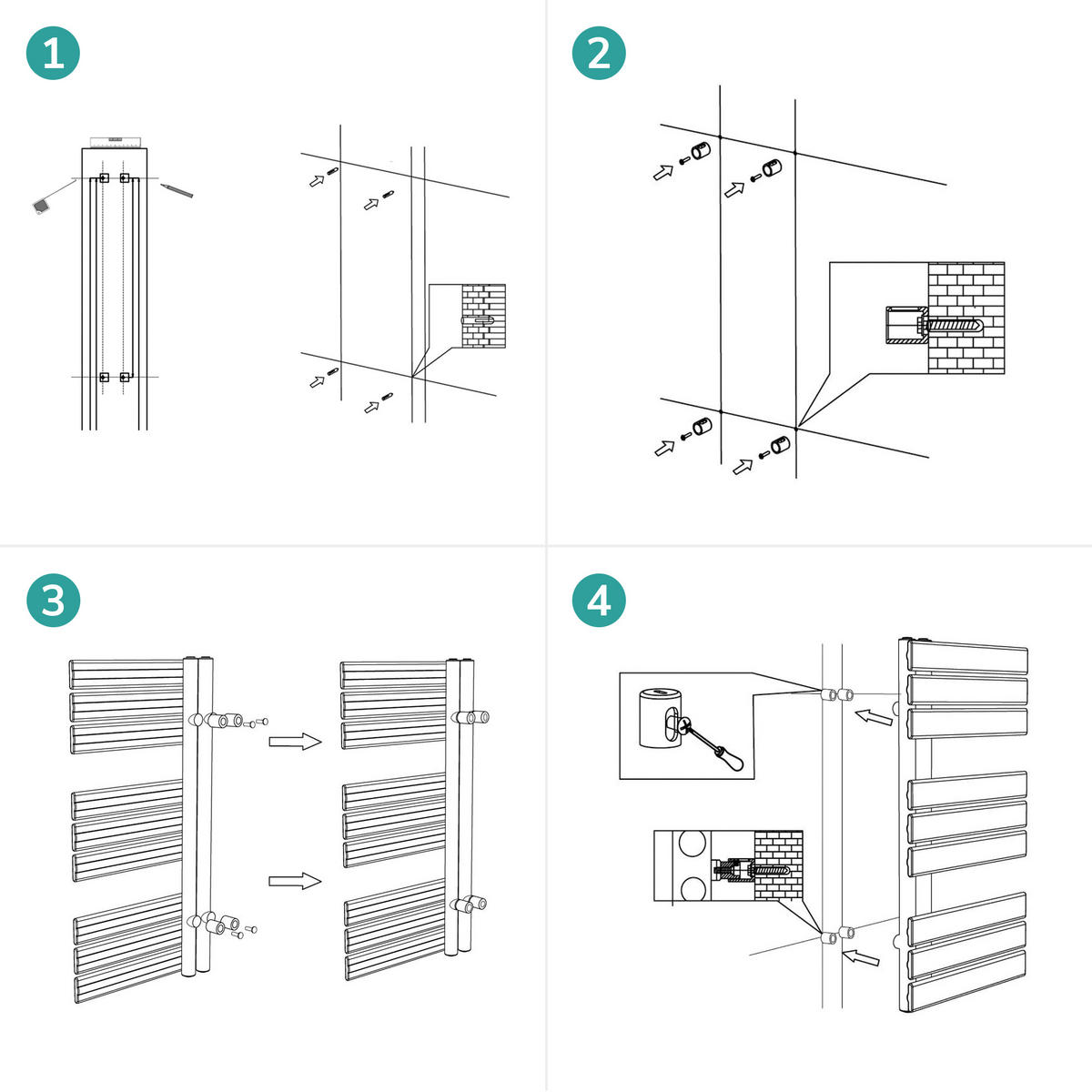 RAVNI RADIJATOR bijeli 63/62/6,3 cm - antracit, metal (40/76.2/5.9cm) - EMKE