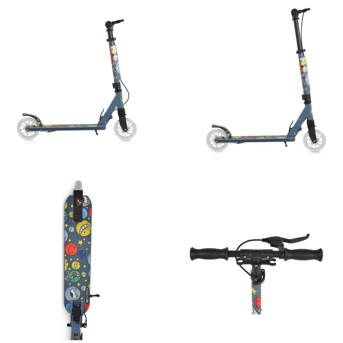 KINDERROLLER Snazzy grau LED-Räder, Frontstoßdämpfer, Seitenständer, Hinterradbremse, faltbar - Grau, Metall (89/40/74cm)