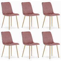 STUHL ORSARA 6-er Set, Rosa, Metallbeine in Holzfarbe, mit Samtstoff gepolstert - Rosa, Textil/Metall (43/90/51cm) - Komodee