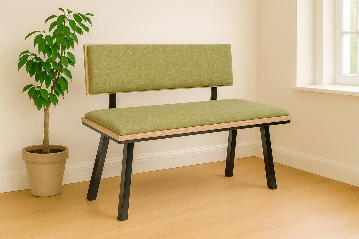 SITZBANK Die Elegante - Schwarz/Grün, Holz/Textil (48/88/125cm) - Kundler Home