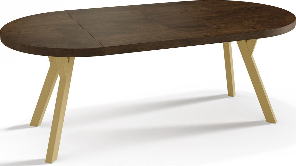 ESSTISCH Mateo runder ausziehbarer, Lefkas Eiche 100-200/100/76 cm - Alteiche/Goldfarben, Holz/Holzwerkstoff (100/100/76cm) - WFL GROUP