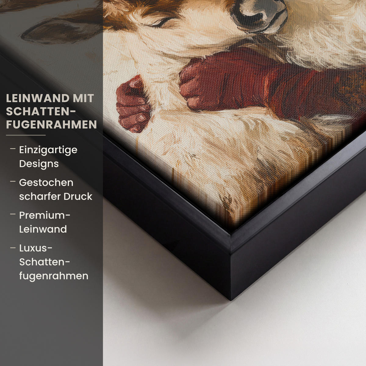 LEINWAND Bilder mit Rahmen - Weihnachtsmann - Rentier - Weihnachten - 20x20 - Rotbraun, Textil (20/20cm) - MuchoWow