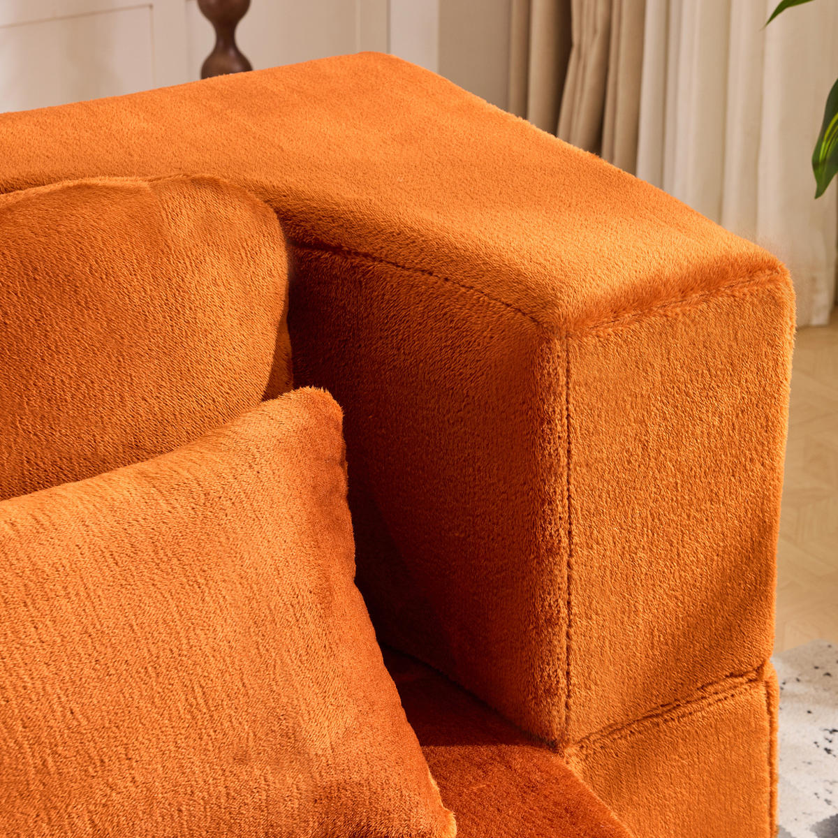BODENSCHLAFSOFA klappbar mit hochdichtem Schaumstoff, 4 Kissen und vielseitiger Nutzung, Orange - Orange, Kunststoff (198/76/60cm) - Redom