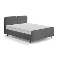 POLSTERBETT Lea mit Matratze und Topper, 160x200, Dunkelgrau - Dunkelgrau/Schwarz, Textil (160/200cm) - Beautysofa