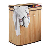 WÄSCHEKORB - Hellbraun, Holz/Textil (55/63/35cm) - Relaxdays