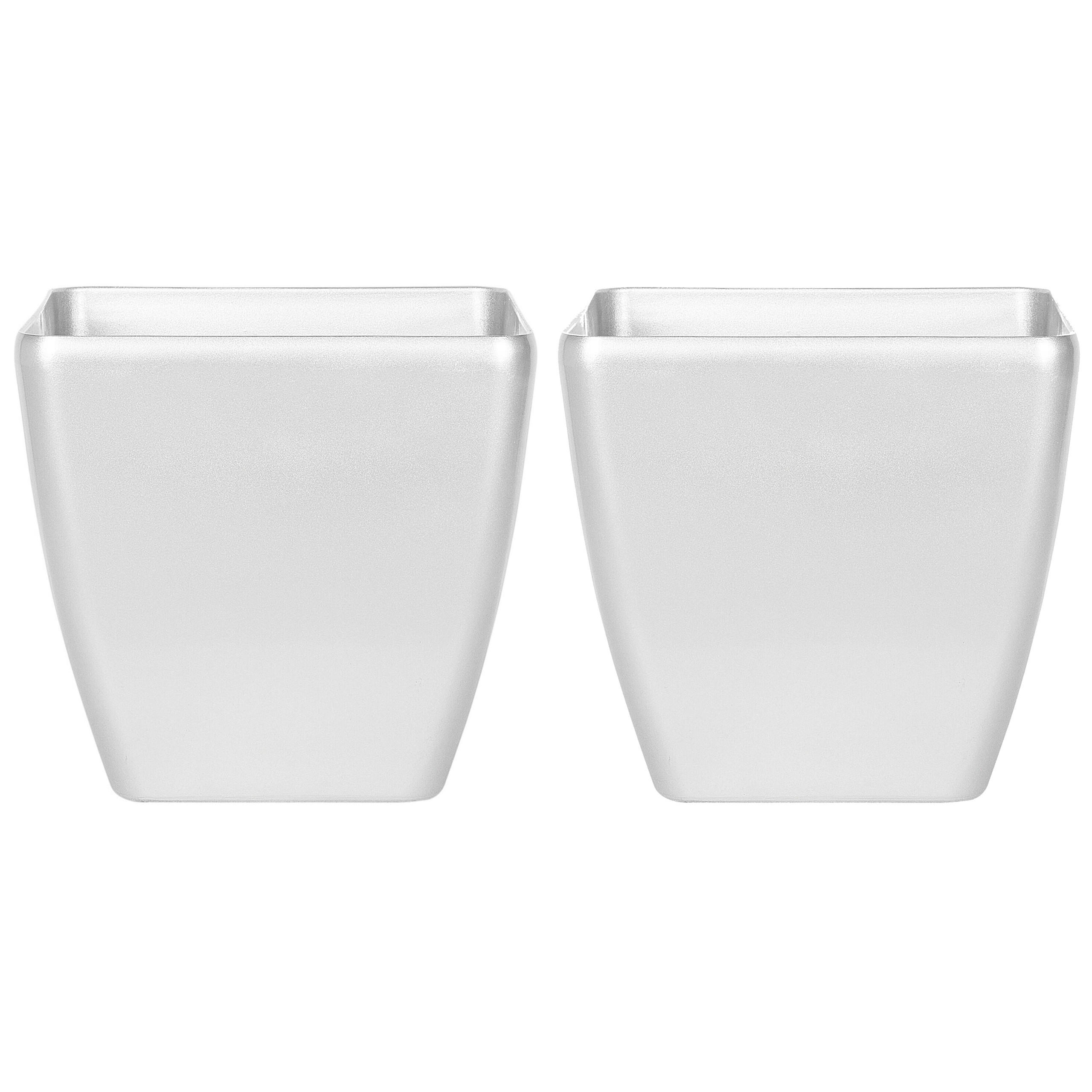 BLUMENTOPF2ER-SETSILBERQUADRATISCH 50/50/48cm Astras - Silberfarben, Stein (48cm) - Beliani