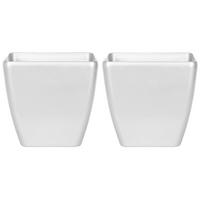 BLUMENTOPF2ER-SETSILBERQUADRATISCH 50/50/48cm Astras - Silberfarben, Stein (48cm) - Beliani