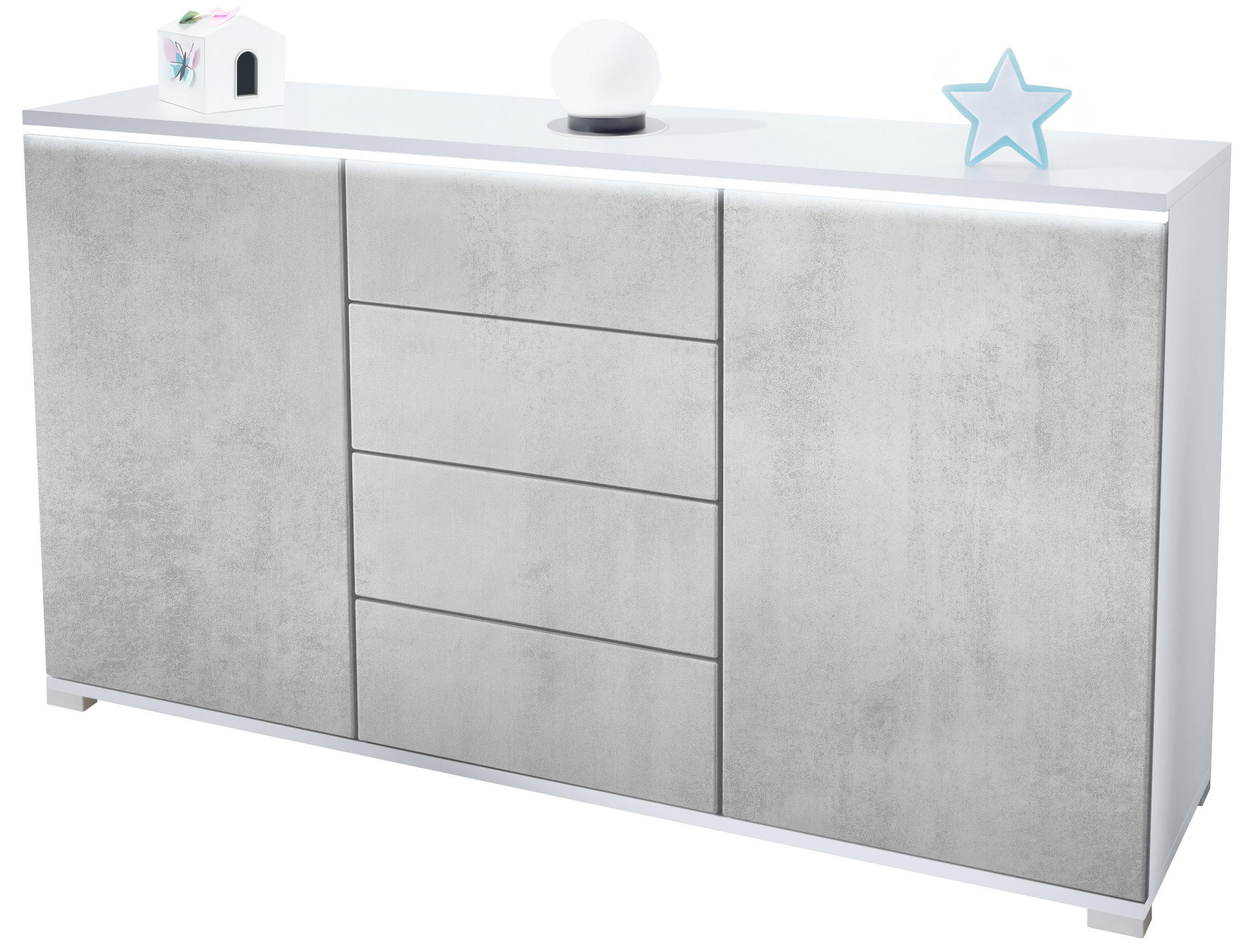 SIDEBOARD Faro Beton Oxid Optik - Hellgrau, Holzwerkstoff (138.5/75.5/35cm) - Vladon