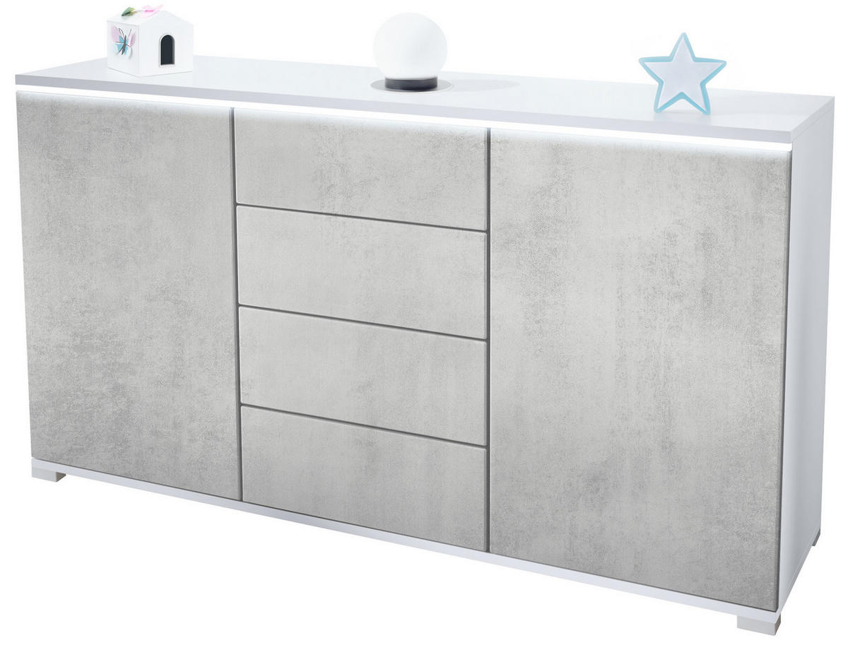 SIDEBOARD Faro Beton Oxid Optik - Hellgrau, Holzwerkstoff (138.5/75.5/35cm) - Vladon