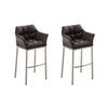 BARHOCKER 2er Set Lederlook braun - Edelstahlfarben/Braun, Textil/Metall (64/110/48cm) - CLP