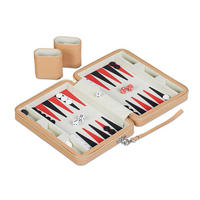 BACKGAMMON - Hellbraun, Holzwerkstoff/Kunststoff (24/18cm) - Relaxdays
