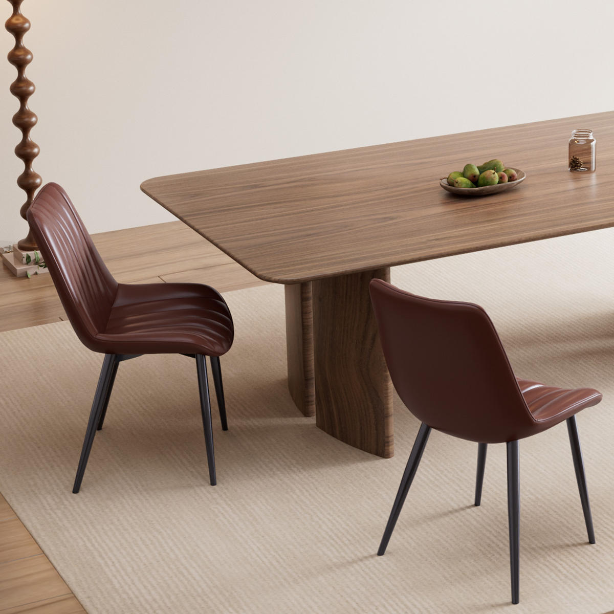 STUHL-SET 2 Stück aus Kunstleder in Modernem Stil-YZ1 - Dunkelbraun, Textil/Metall (53/88/62.5cm) - HOMAVO