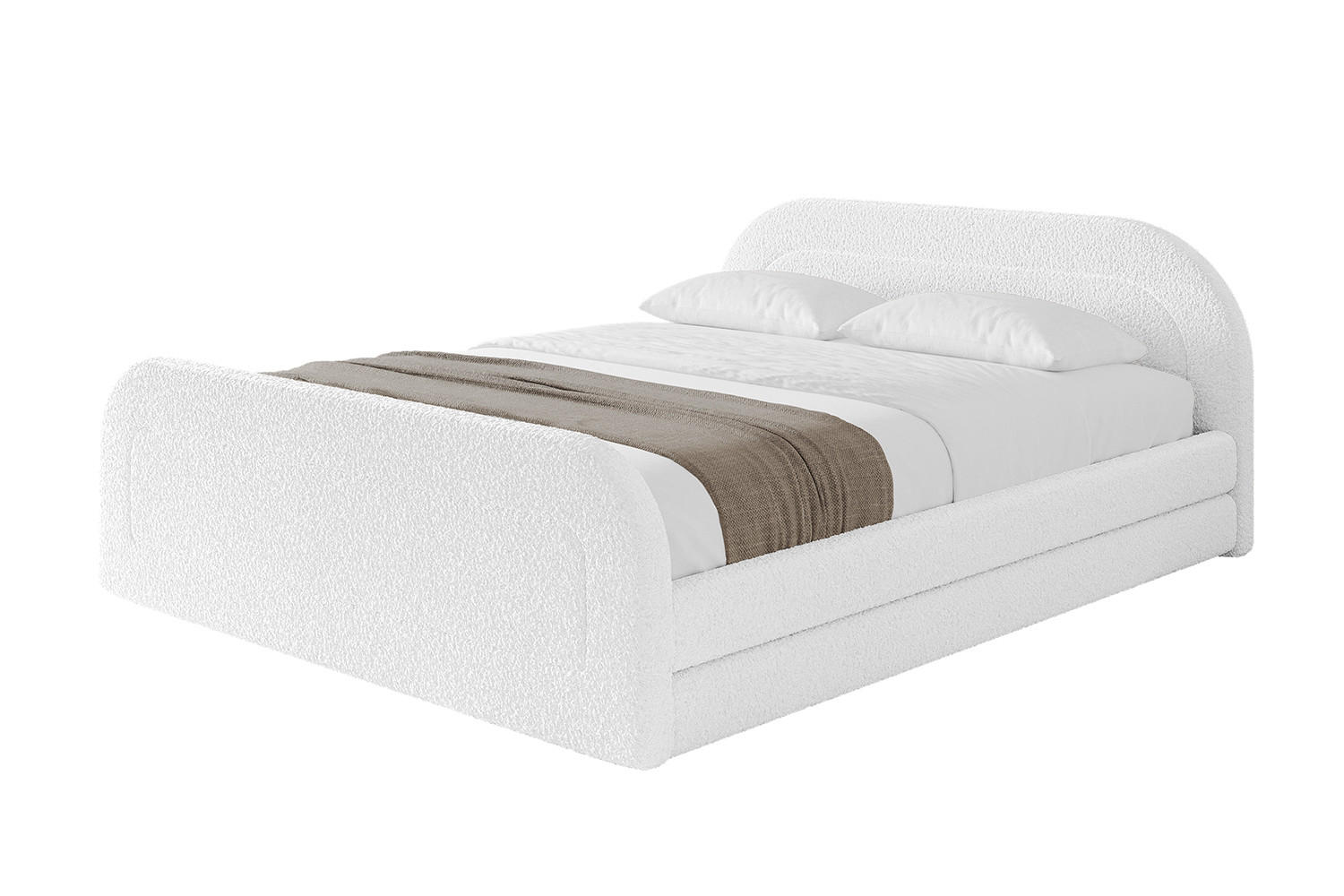 POLSTERBETT mit Bettkasten, Fußteil und Lattenrost, Boxbett mit Matratze H3/H4 - LERIS-v1-Z 200x200 Weiß - Weiß, Holzwerkstoff/Textil (200/200cm) - ALTDECOR