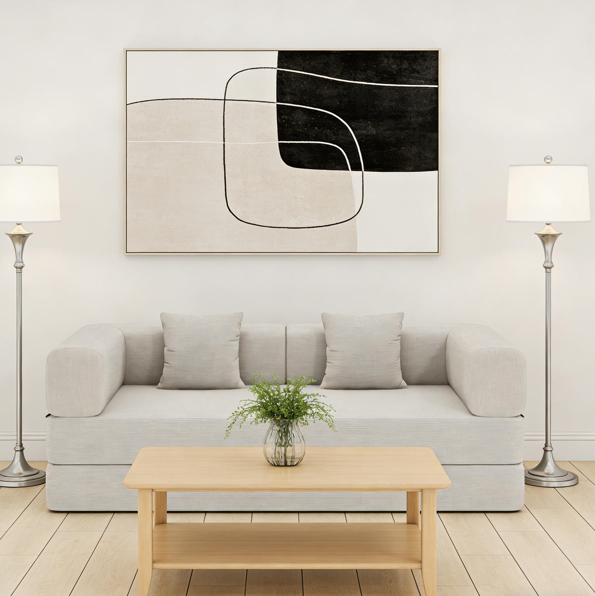 SOFA-BETT 3-Sitzer aus Corduroy Off White - Weiß, Kunststoff (100/70/200cm) - Meubliv