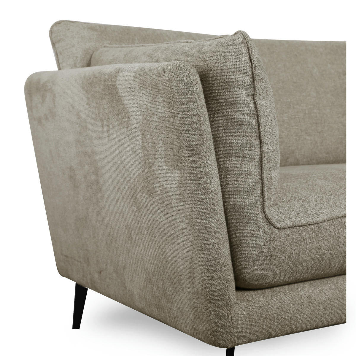 DREISITZER-SOFA Webstoff Beige - Beige/Schwarz, Textil/Metall (224/84/92cm) - Furnhouse