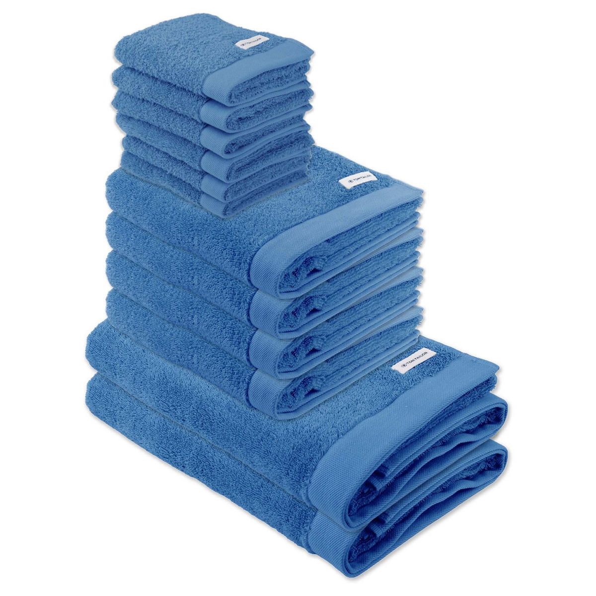 HANDTUCH-SET Color Bath, 12-tlg. Blau 100% Baumwolle - Blau, Naturmaterialien (60/120cm) - Tom Tailor