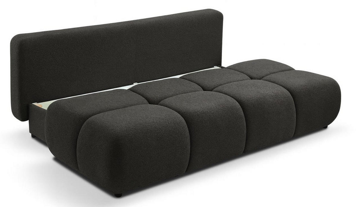 SCHLAFSOFA MILA, Sofa mit Schlaffunktion und Bettkasten, Farbe: Schwarz, Bouclé-Stoff - Schwarz, Textil (214/89/104cm) - Sepro Meble