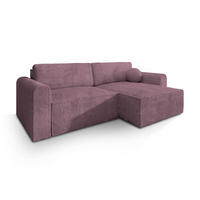ECKSOFA FIANO P Lila Kordstoff mit Schlaffunktion - Lila, Holz (245/148cm) - MASSENO