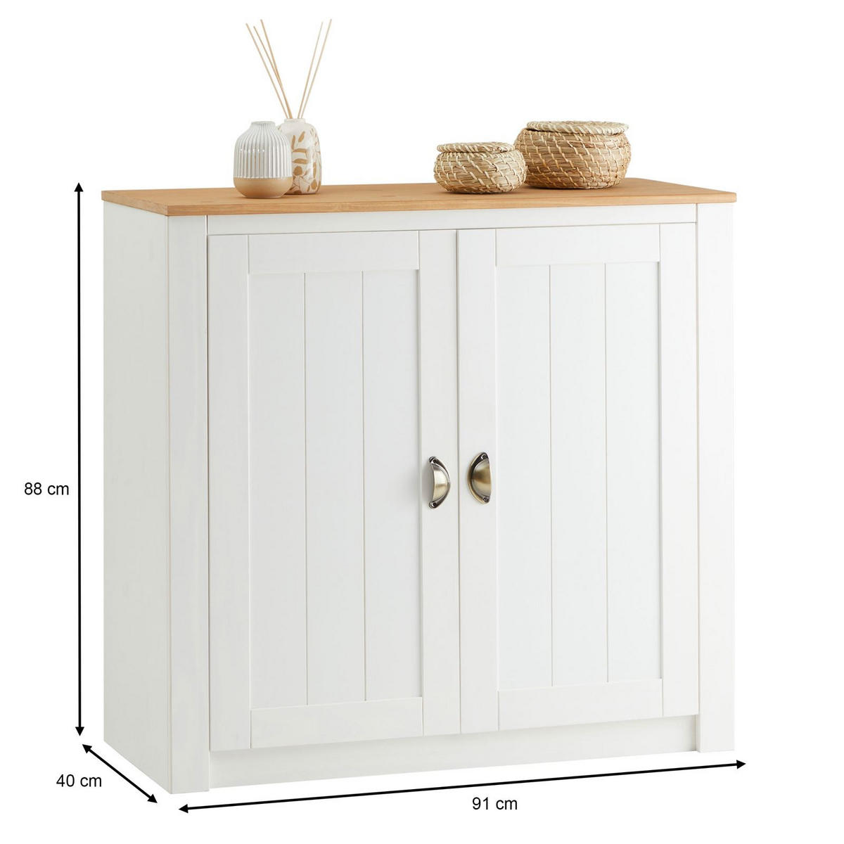 KOMMODE BOLTON weiß/braun - Weiß/Braun, Holz (91/88/40cm) - IDIMEX