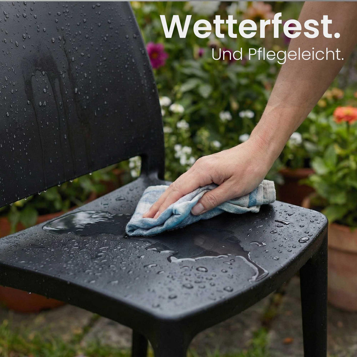 GARTENSTUHL Kunststoff Schwarz - Schwarz, Kunststoff (42/81/49cm) - CLP