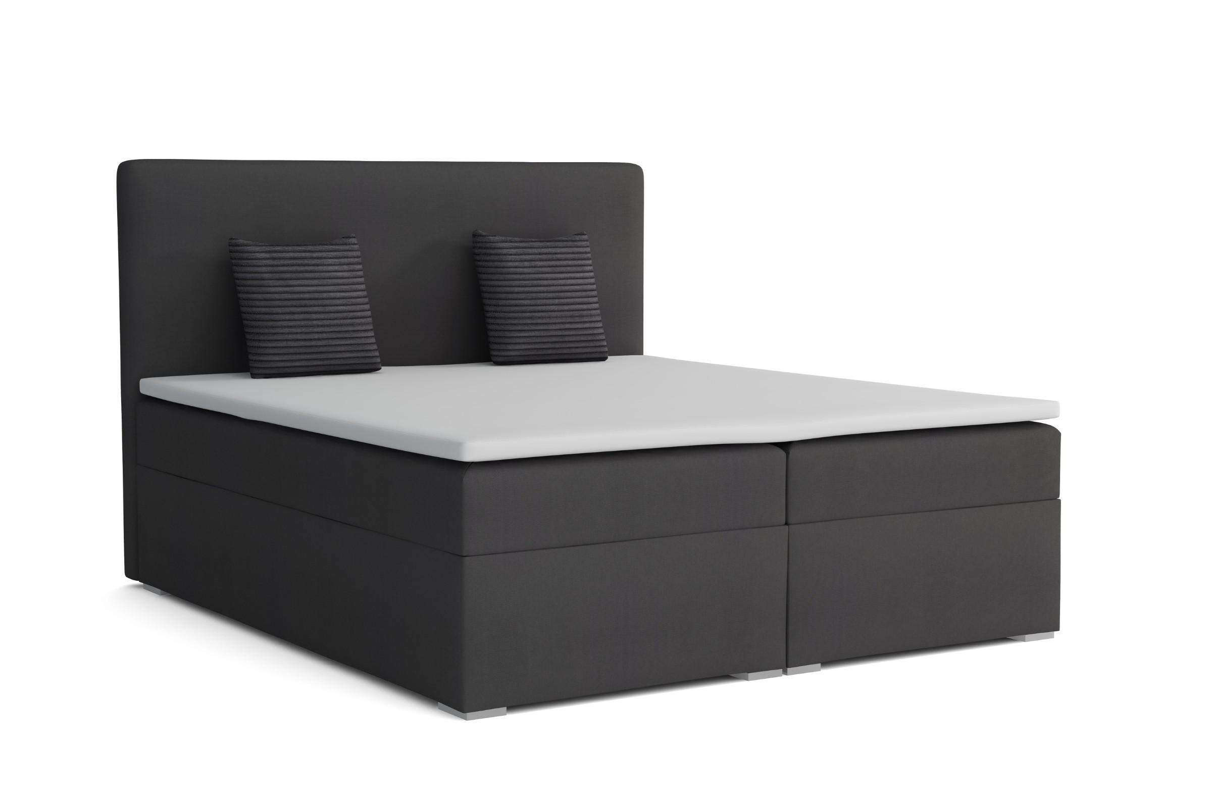 BOXBETT BASIC 180/200 Velours Anthrazit mit Bonell-Federkernmatratzen H3 - Anthrazit, Holz/Holzwerkstoff (180/200cm) - Deine Möbel 24