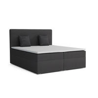 BOXBETT BASIC 180/200 Velours Anthrazit mit Bonell-Federkernmatratzen H3 - Anthrazit, Holz/Holzwerkstoff (180/200cm) - Deine Möbel 24