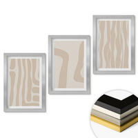WANDBILDER 3er Set - 20x30 cm Silberner Rahmen - Abstrakte Boho-Muster - Silberfarben, Kunststoff (20/30cm) - ArtPrintCave