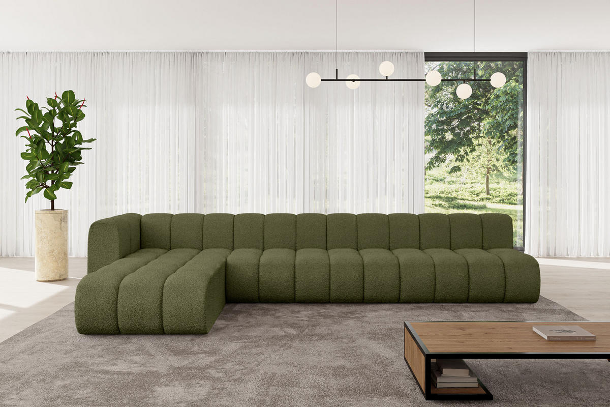 ECKSOFA modulares Sofa Darnel-L3 - 387x177x70 cm Grün - Grün, Holzwerkstoff/Textil (387/177cm) - ALTDECOR