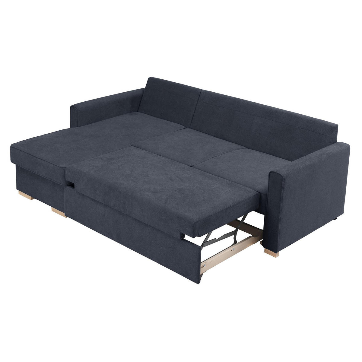 ECKSOFA mit Auszugsbett Kaysa Flachgewebe dunkelblau - Dunkelblau, Kunststoff (160/229cm) - 58aufmkessel