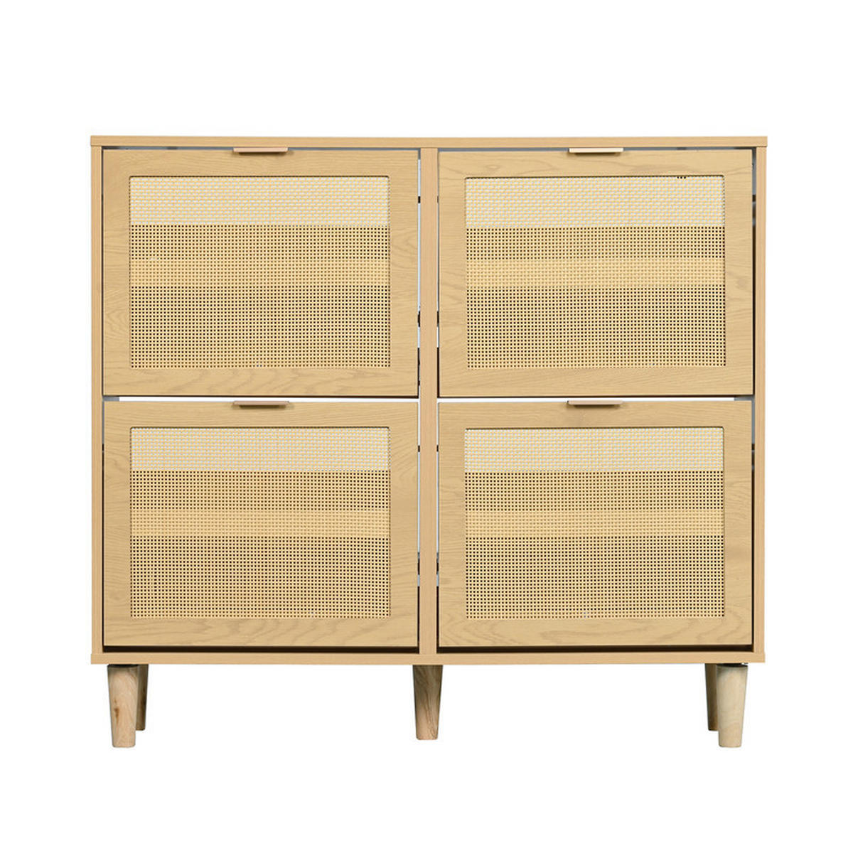 SCHUHSCHRANK RATTAN mit 4 Klappschubladen und Metallgriffen 100x25x90 cm - Braun, Holzwerkstoff (25/90.3/100cm) - Fuleadture