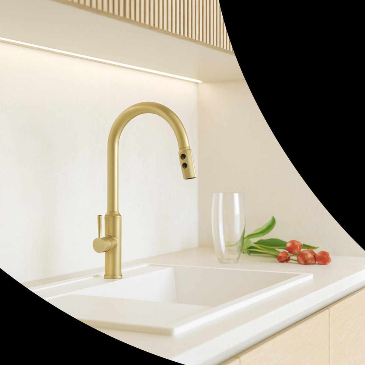 KÜCHENARMATUR Luna Gebürstetes Gold ausziehbar 2 Strahlarten 43 cm 1-tlg. - Goldfarben, Metall (25/43/25cm) - Granitan