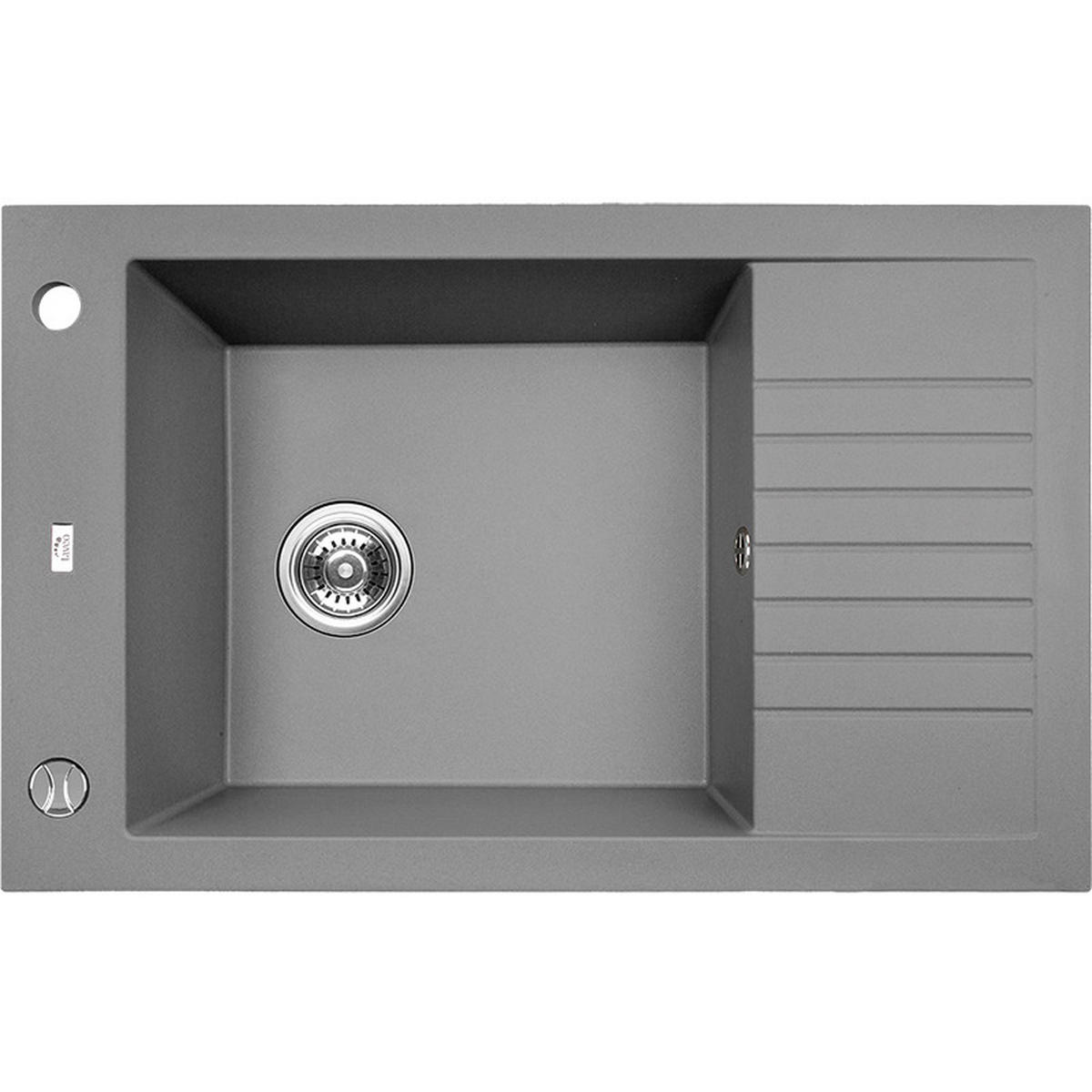 EINBAUSPÜLE Pionier Grau, Einzelbecken, 50/78/20,7 cm - Grau, Stein (50/20.7/78cm) - bad land