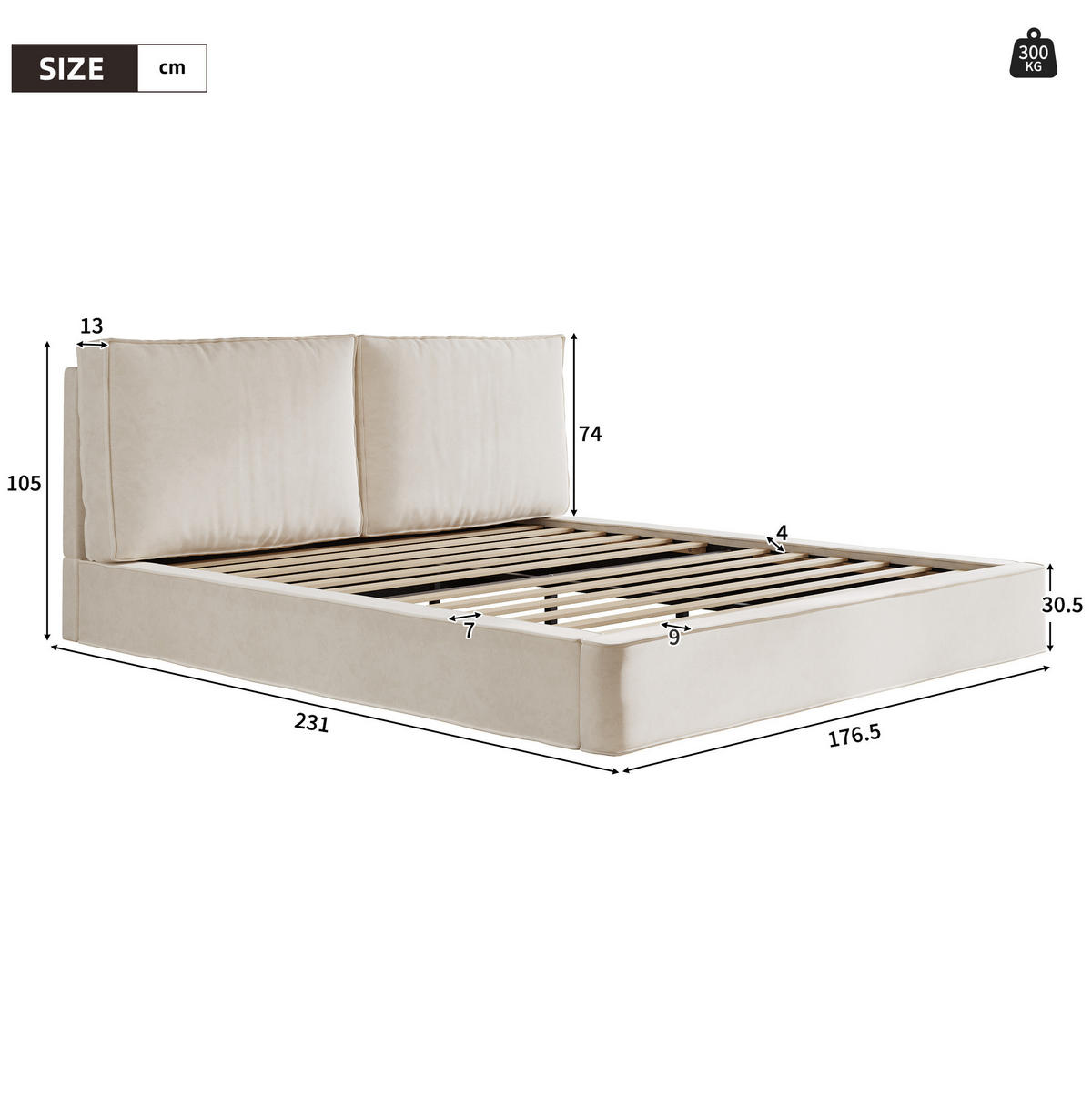 POLSTERBETT 160/200 cm Beige aus Chenille mit Lattenrost - Beige, Textil (160/200cm) - OKMYHOME