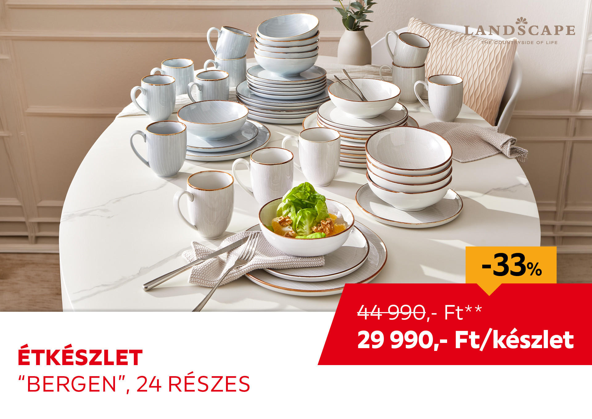 Étkészlet "Bergen", 24 részes Kiemelt termék 44990 Ft.- helyett 29990 Ft.-