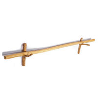GARDINENSTANGE Vara 170 cm, Teak Massivholz mit Ast-Wandhaken - Naturfarben, Holz (10cm) - CREEDWOOD