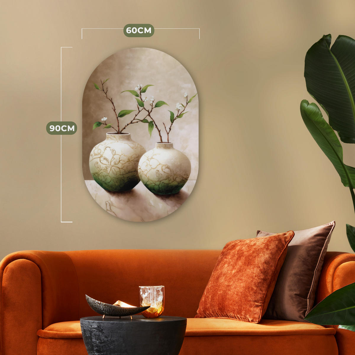 WANDBILD Blumen - Vase - Weiß - Botanisch - Beige 60x90 cm - Ecru, Kunststoff (60/90cm) - MuchoWow