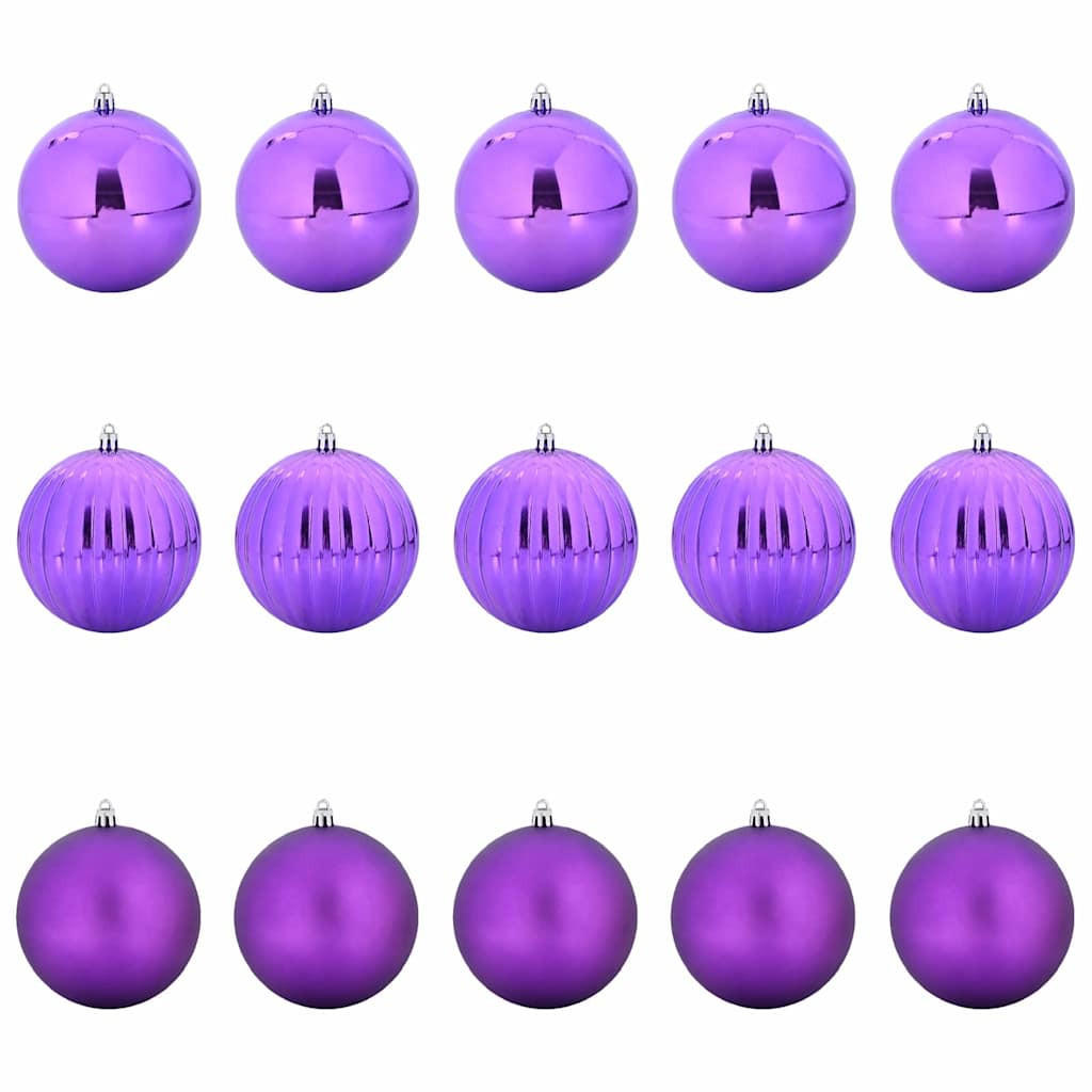WEIHNACHTSKUGELSET XL 15 -teilig 10/10/10 cm Lila Kunststoff - Lila, Kunststoff (10/10/10cm) - vidaXL