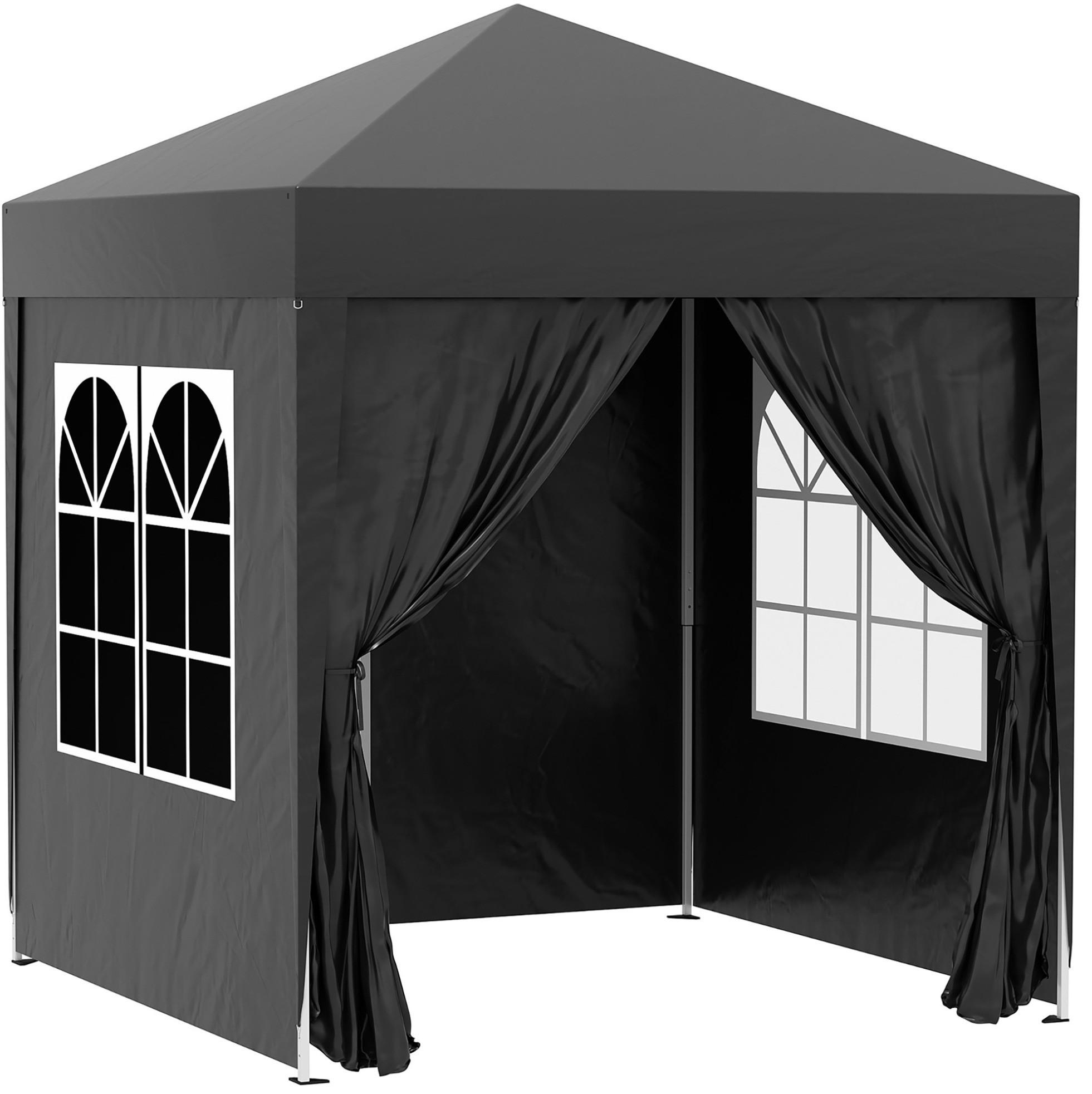 SKLÁDACÍ altán z oceli 200x200x240 cm černý s 4 bočními stěnami, UV ochranou a přenosnou taškou - černá, kov (200/240/200cm) - Modfu
