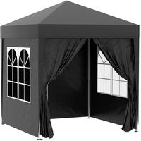 SKLÁDACÍ altán z oceli 200x200x240 cm černý s 4 bočními stěnami, UV ochranou a přenosnou taškou - černá, kov (200/240/200cm) - Modfu