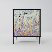 SIDEBOARD MOSAIC OF COLORS, Schwarz, 57,5x42x72,5 cm, Schwarze Metallfüße - Multicolor/Schwarz, Holzwerkstoff/Metall (57.5/72.5/42cm) - SpaceRebels