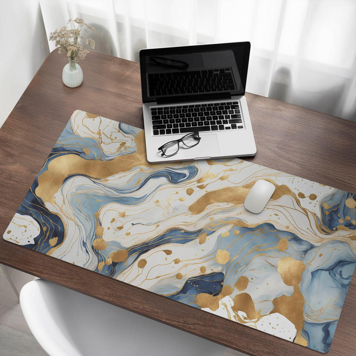 SCHREIBTISCHUNTERLAGE 120x60 cm Blau - Goldfarben/Hellblau, Kunststoff (1.6/120/60cm) - Wallfluent