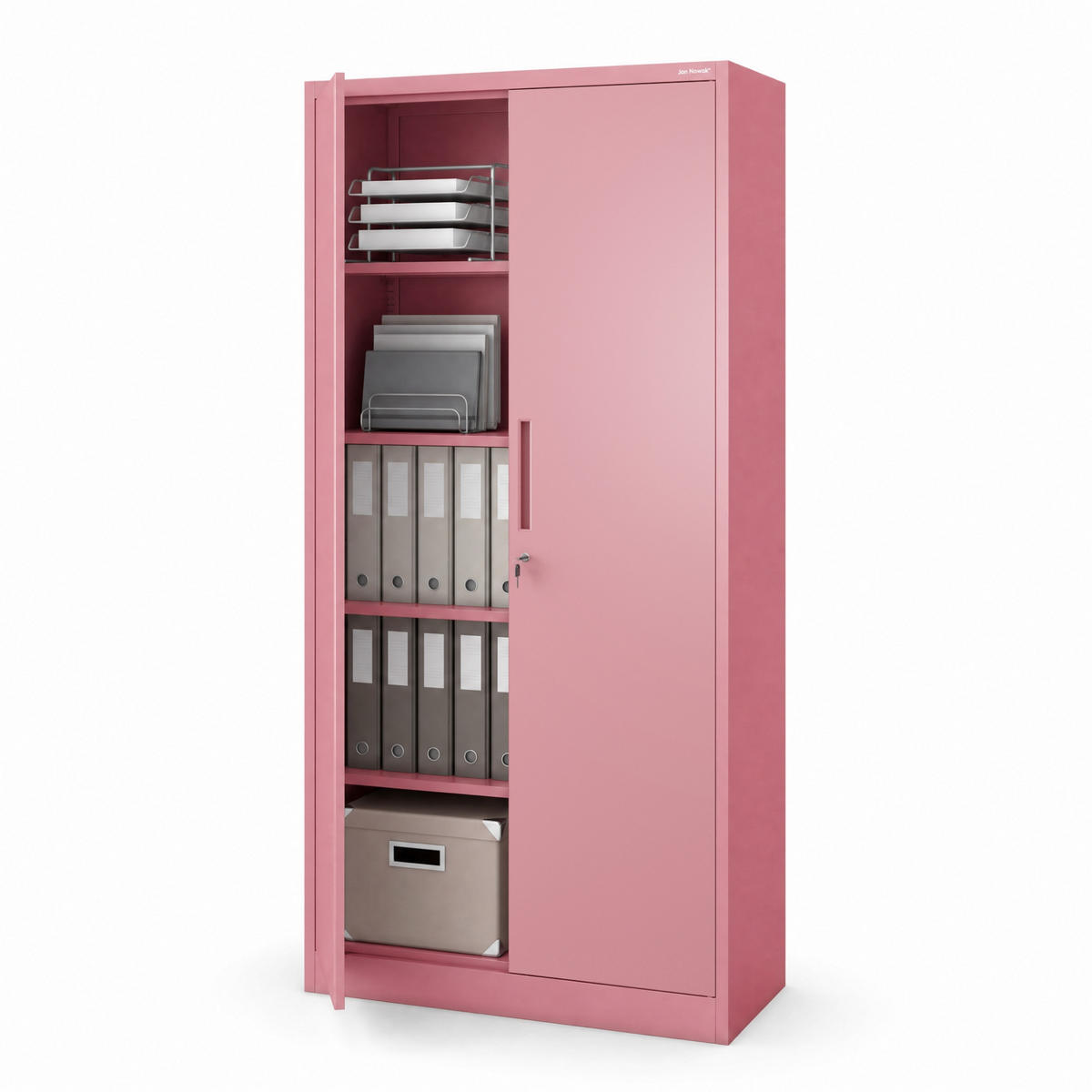 AKTENSCHRANK JAN 185x90x45 cm - Rosa, Metall (90/185/40cm) - Jan Nowak