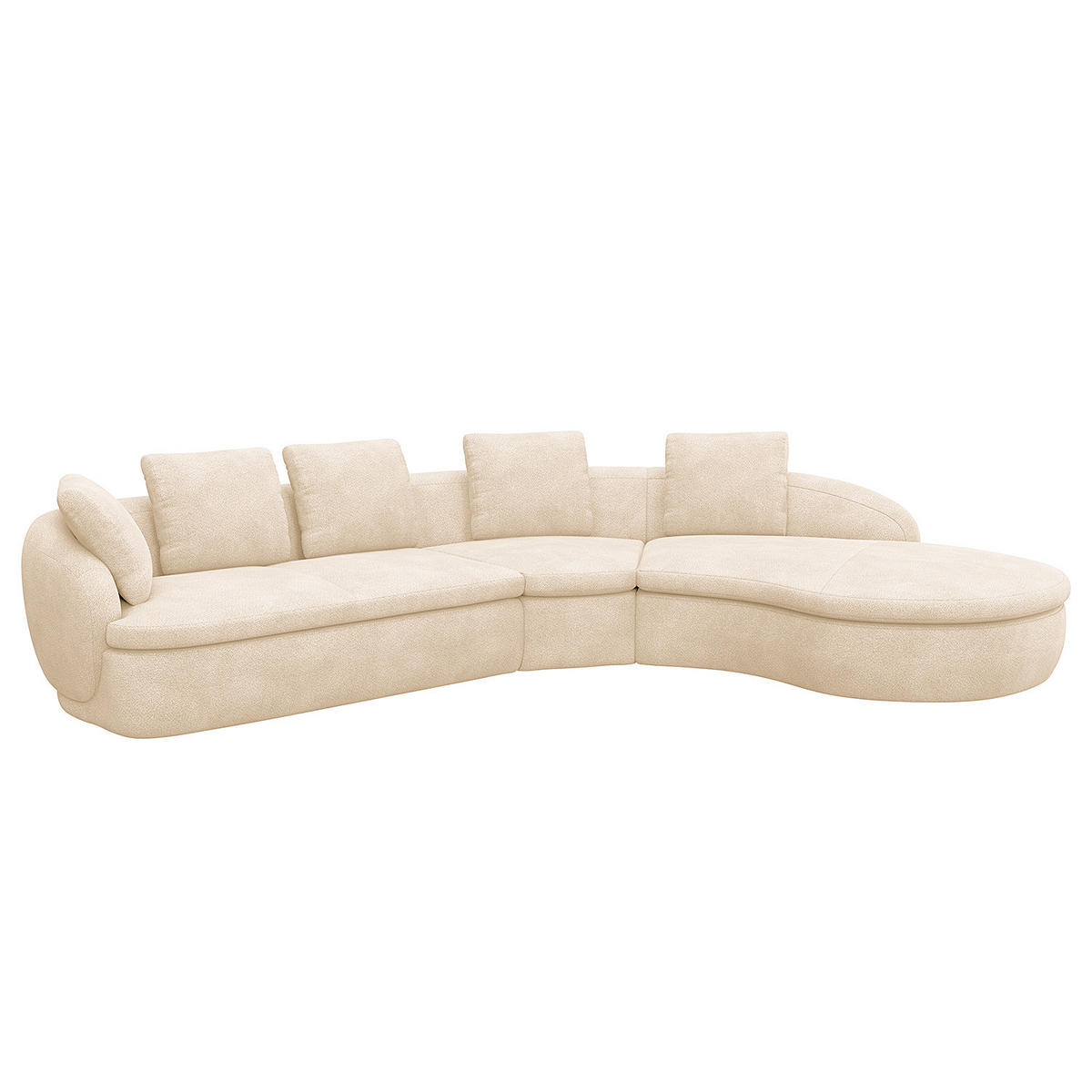 ECKSOFA mit Rundecke - Beige/Schwarz, Kunststoff/Textil (340/225cm) - home24