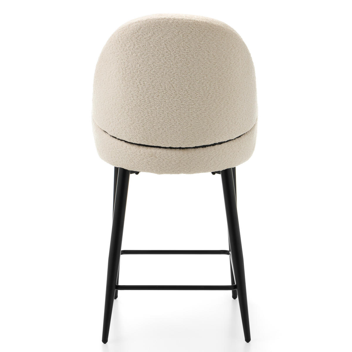 BARHOCKER BERGAMO gepolsterter mit Steppung - hellbeige - Boucle - Ecru/Schwarz, Textil/Metall (56/106/61cm) - NEW HOME