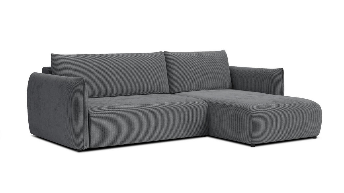 ECKSOFA TAUER 3-Sitzer links, dunkelgrau - Dunkelgrau/Schwarz, Holz/Textil (248/173cm) - Courtois Laville