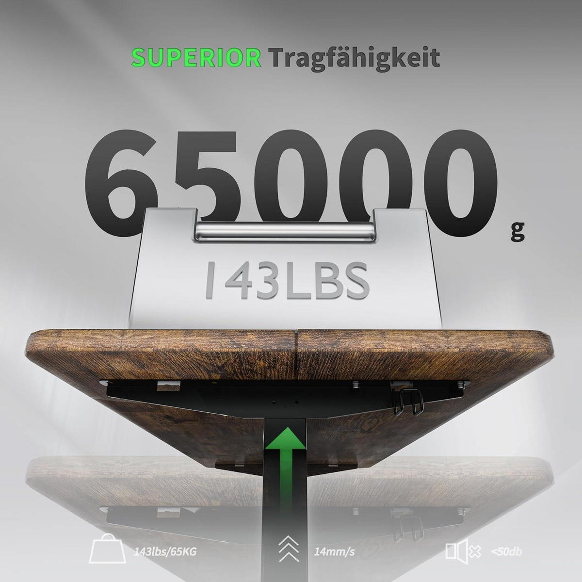 SCHREIBTISCH höhenverstellbar elektrisch 110 x 60 cm Braun - Braun, Holzwerkstoff (110/60/118cm)
