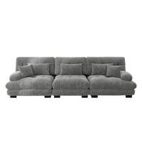 SOFA modular Tiefensitz Chenille Grey - Hellgrau, Kunststoff (77/81/313cm) - Meubliv